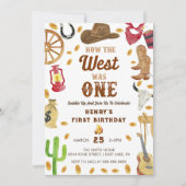 カウボーイ・ロデオ1歳の誕生日どのように西は1だった 招待状 (正面)