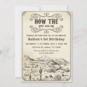 カウボーイ・ロデオ1歳の誕生日どのように西は1だった 招待状 (正面)