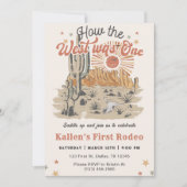 カウボーイ・ロデオ1歳の誕生日どのように西は1だった 招待状 (正面)