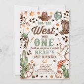 カウボーイ・ロデオ1歳の誕生日どのように西は1だった 招待状 (正面)