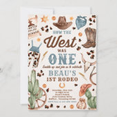 カウボーイ・ロデオ1歳の誕生日どのように西は1だった 招待状 (正面)