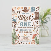 カウボーイ・ロデオ1歳の誕生日どのように西は1だった 招待状 (スタンド正面)