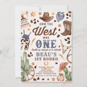 カウボーイ・ロデオ1歳の誕生日どのように西は1だった 招待状 (正面)