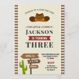 カウボーイ ロデオ ウェスタン サルーン キッズ ボーイ 誕生日パーティー 招待状