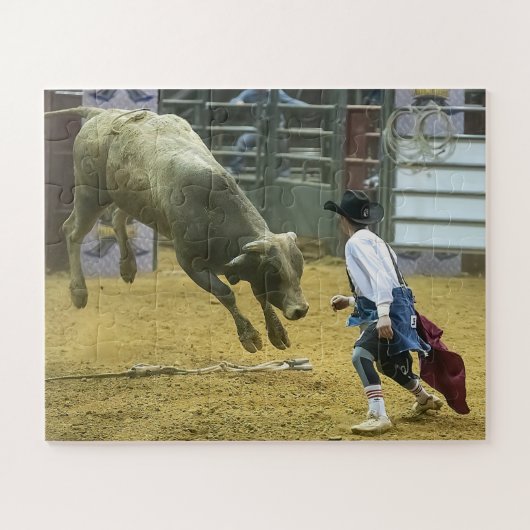 カウボーイ ロデオ ピエロ 牛 妨害 ウエスタン スポーツ ジグソーパズル (横)