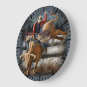 カウボーイ ロデオ ライダー バッキングブル ウェスタン テーマ ラージ壁時計 (傾斜)