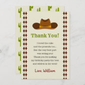カウボーイ・ロデオ・ワイルドウェスト・キッズ・ボーイズ・バースデーパーティー サンキューカード (正面/裏面)