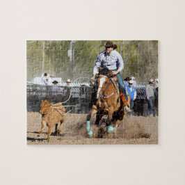 カウボーイ ロデオ 子牛を捕まえる ウェスタンスポーツ ジグソーパズル