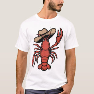 カウボーイ ロブスター デザイン ウエスタン シーフード ジョーク Tシャツ