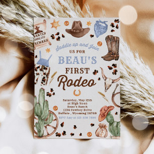 カウボーイ ワイルドウェスト 1歳 ロデオ牧場 誕生日パーティー 招待状