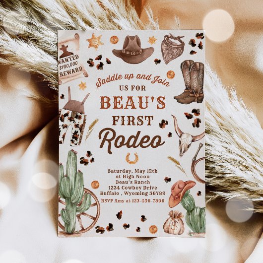 カウボーイ ワイルドウェスト 1歳 ロデオ牧場 誕生日パーティー 招待状