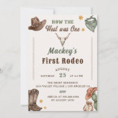 カウボーイ ワイルドウェスト 1歳 誕生日パーティー 招待状 (正面)