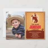 カウボーイ ワールド オールド ウェスト 誕生日 フォト 招待状 (正面)