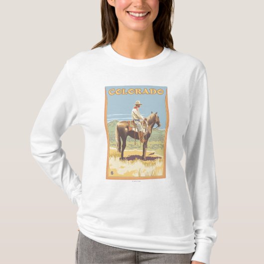 カウボーイ(側面図)コロラド州 Tシャツ (正面)