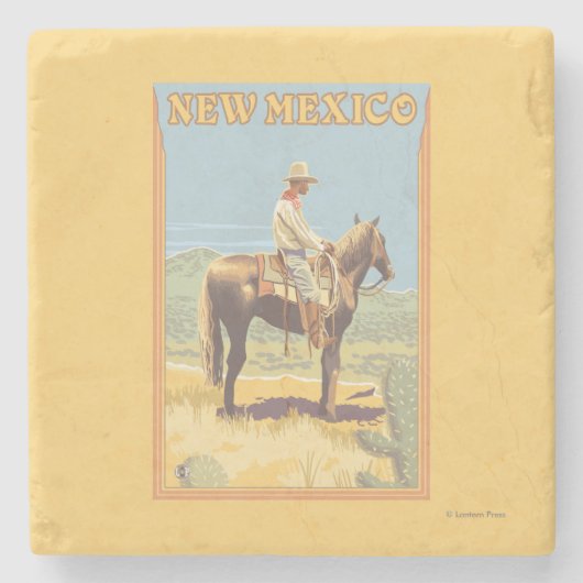 カウボーイ(側面図)ニューメキシコ ストーンコースター (正面)