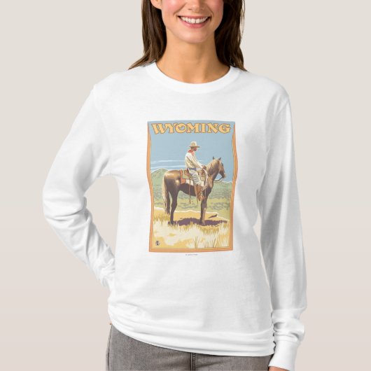 カウボーイ(側面図)ワイオミング Tシャツ (正面)