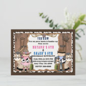 カウボーイ&女性のカーボーイウェスタン誕生日パーティーの招待 招待状 (スタンド正面)