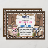 カウボーイ&女性のカーボーイウェスタン誕生日パーティーの招待 招待状 (正面/裏面)