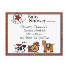 カウボーイ/女性のカーボーイベビーシャワー招待状