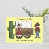 カウボーイ&女性のカーボーイ引っ越し祝いパーティー-ウェスタン 招待状 (スタンド正面)
