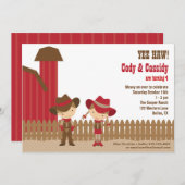 カウボーイ&女性のカーボーイ誕生日招待状 招待状 (正面/裏面)