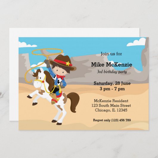カウボーイ 招待状 (正面/裏面)