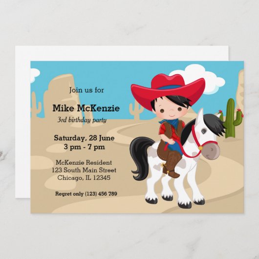 カウボーイ 招待状 (正面/裏面)