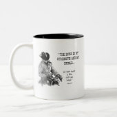 カウボーイ: 聖書: 強さ、盾: 鉛筆の現実主義 ツートーンマグカップ (左)