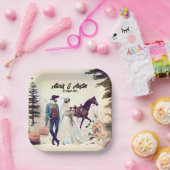 カウボーイ、花嫁と馬結婚の ペーパープレート (パーティー)