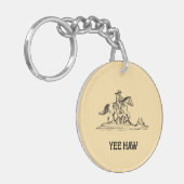 カウボーイ 馬 西部劇 ジョーク YEE HAW キーホルダー (正面左)