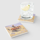 カウボーイ(Frederic Remington) ストーンコースター (横)