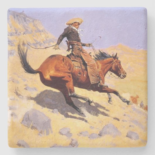 カウボーイ(Frederic Remington) ストーンコースター (正面)