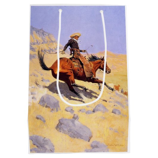 カウボーイ(Frederic Remington) ミディアムペーパーバッグ (裏面)