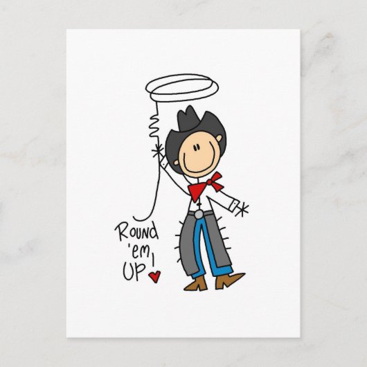 カウボーイTシャツとギフトを丸め ポストカード (正面)