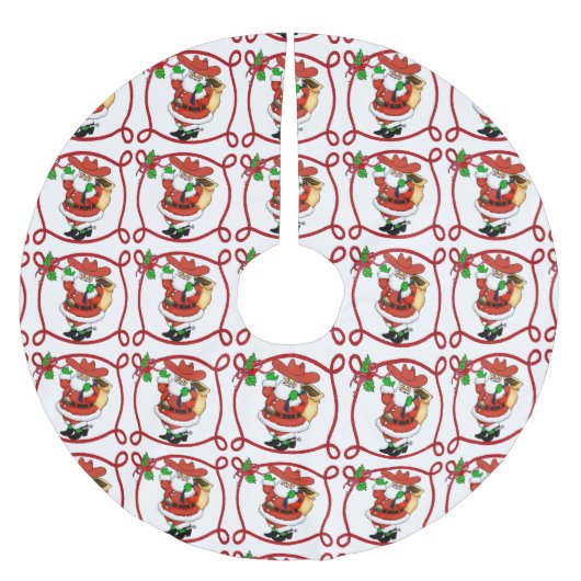 カウボーサンタクリスマスツリースカート ブラッシュドポリエステルツリースカート (正面)