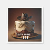 カウボーパーソナライズされたイをテーマにした誕生日紙ナプキンス スタンダードカクテルナプキン (正面)