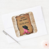 カウボーブーツウェスタンテーマパーソナライズされたシール スクエアシール (封筒)