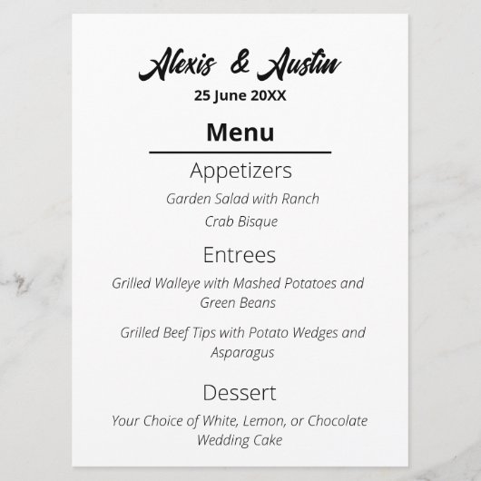 カウボーモダンイと花嫁ウェスタンスタイルズ結婚 メニュー (正面)