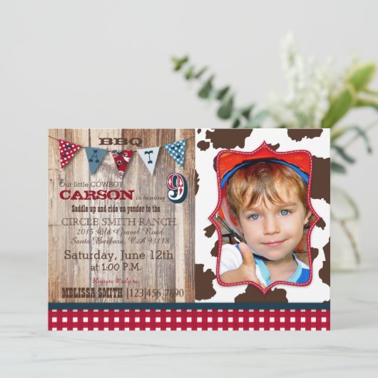 カウボー素朴イウエスタンテーマ誕生日招待状 招待状 (スタンド正面)
