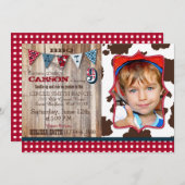 カウボー素朴イウエスタンテーマ誕生日招待状 招待状 (正面/裏面)