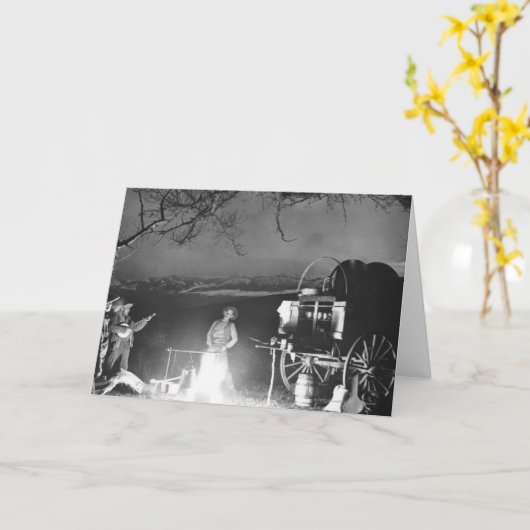 カウボー遊イズの歌とキャンのまわりにプファイア カード (黄色い花)