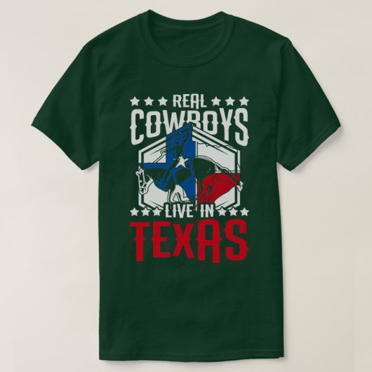 カウボ実在ーズがテキサス州に住む Tシャツ (デザイン正面)