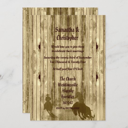 カウボ素朴イ結婚の写真招待 招待状 (正面/裏面)