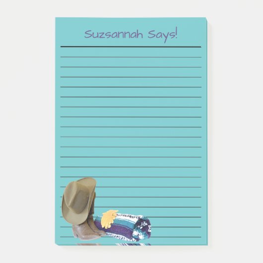 カウボ素朴ーイブーツハットブルーパープルライニカスタムング ポストイット (正面)