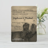 カウボ素朴ーイブーツ結婚式招待状 招待状 (スタンド正面)