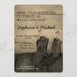 カウボ素朴ーイブーツ結婚式招待状 招待状