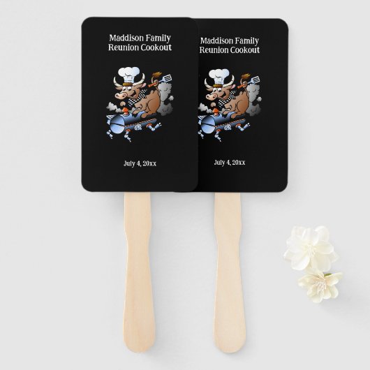 カウマスコットファミリー懇親会バーベキューカスタム ハンドファン (正面&裏面)