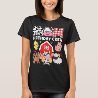 カウママ誕生日クルーファームテーマ動物キッズバット Tシャツ