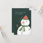 カウモダンイシンプルクリスマス雪だるまホリデーカスタム カード (正面/裏面インサイチュ)