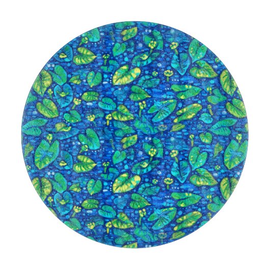 カウライリー、ヘタドック夏の池花柄 カッティングボード (正面)